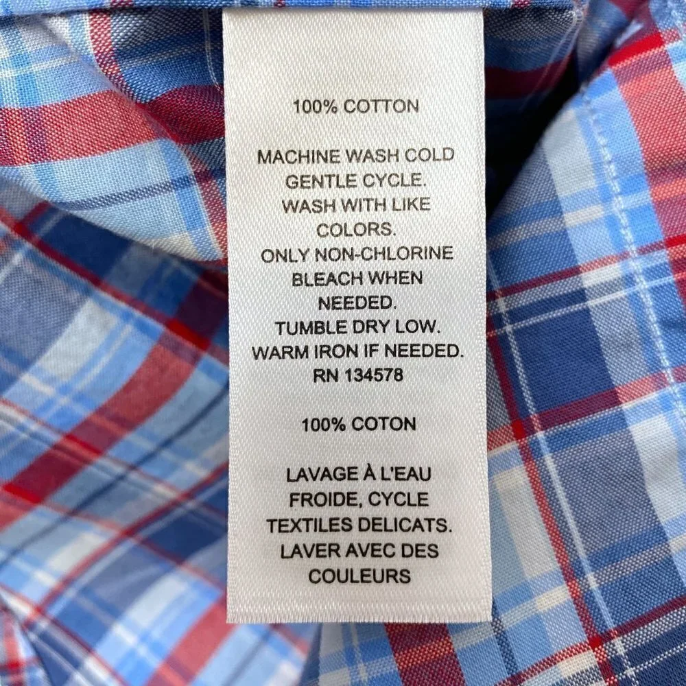 VINEYARD VINES Boys Large Plaid Shirt Blue Cotton Preppy Long Sleeve Button up